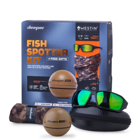 Echosonda Deeper CHIRP+ 2 w zestawie z okularami polaryzacyjnymi firmy Westin oraz kominem Deeper GRATIS!!!