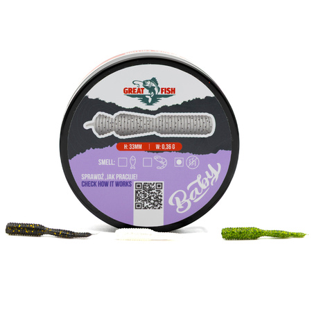 Guma Great Fish GF2 Baby Leech 3,3cm | MIX3 | bezzapachowy | 21 szt.