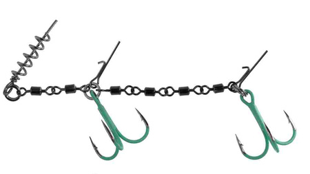 Dozbrojka z krętlików Mikado Jaws Double Evo Stinger Fluo XL - 35kg - kotwice nr 2/0 do gu | 18-22cm