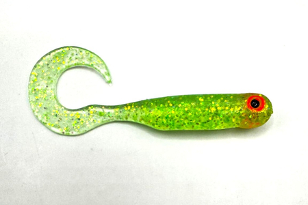 Guma Great Fish GF1 Twister 4,9cm | Glitter Light Green | krewetkowy | 10 szt.