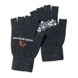 Rękawiczki bez palców SAVAGE GEAR Knitted Half Finger Glove - Dark Grey Melange - roz. L