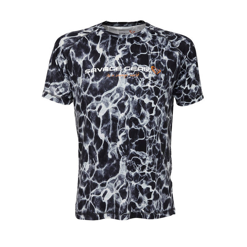 .Koszulka SAVAGE GEAR Night UV T-shirt Black Waterprint - roz. XL
