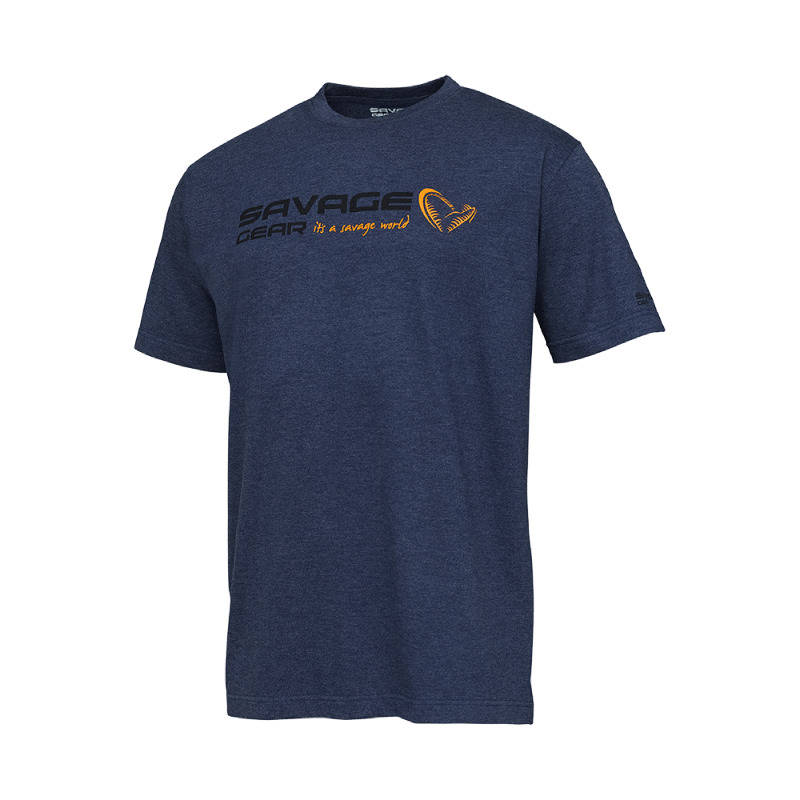 .Koszulka SAVAGE GEAR Signature Logo T-Shirt Blue Melange - roz. XL