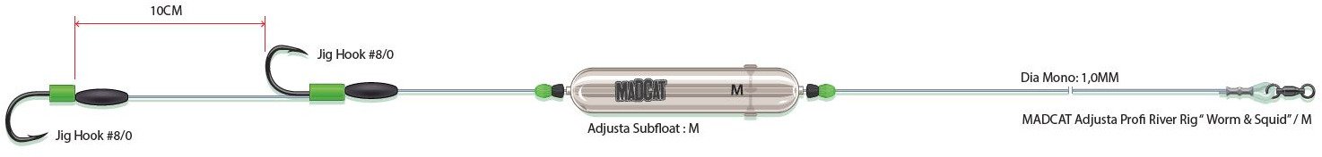 .Zestaw sumowy MadCat Adjusta Profi River Rig Worm & Squid - M